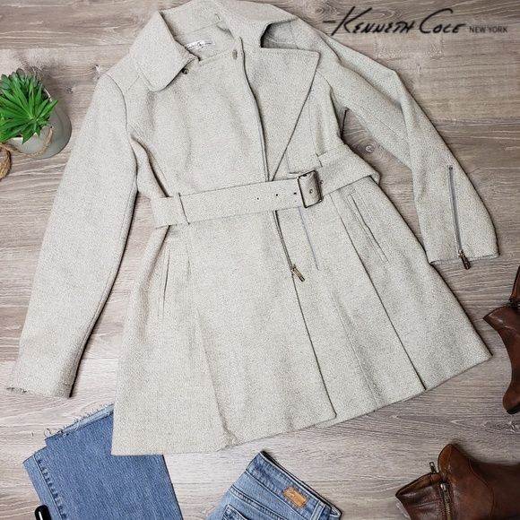 Kenneth Cole Jackets & Blazers - Kenneth Cole New York asymmetrical silver peacoat